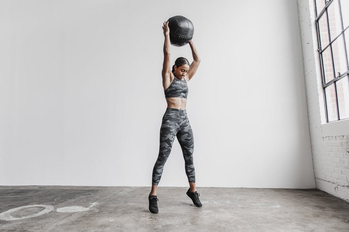 Nobull High-Rise 7/8 Plush Heather Women's Tights Dark Grey Camo | Australia (GU5376)